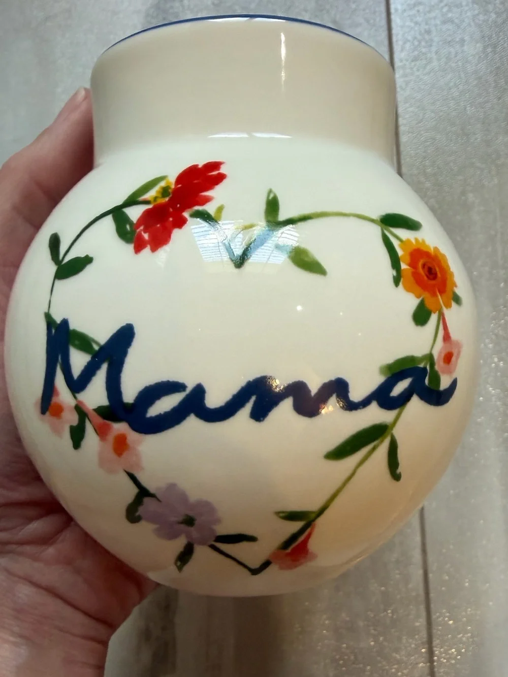 NWT Anthropologie Mama Flower Bee Ceramic Small Round Cottagecore Vase OS